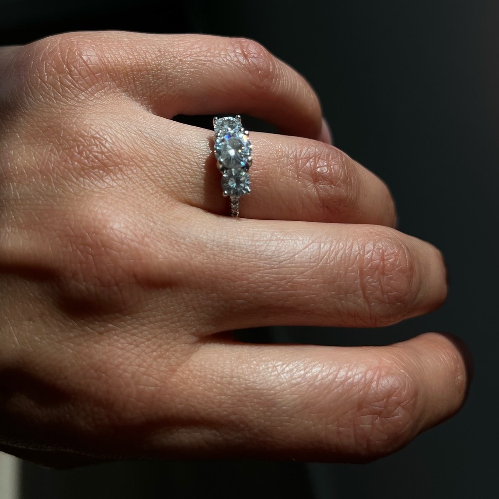 Charles & Colvard Forever One Moissanite Three-stone ring 14k white gold